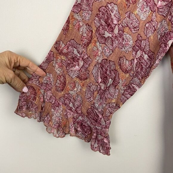 Free People FP One Nisha Printed Tunic Dress Size M Pink Hand Painted Romantic - Picture 7 of 11